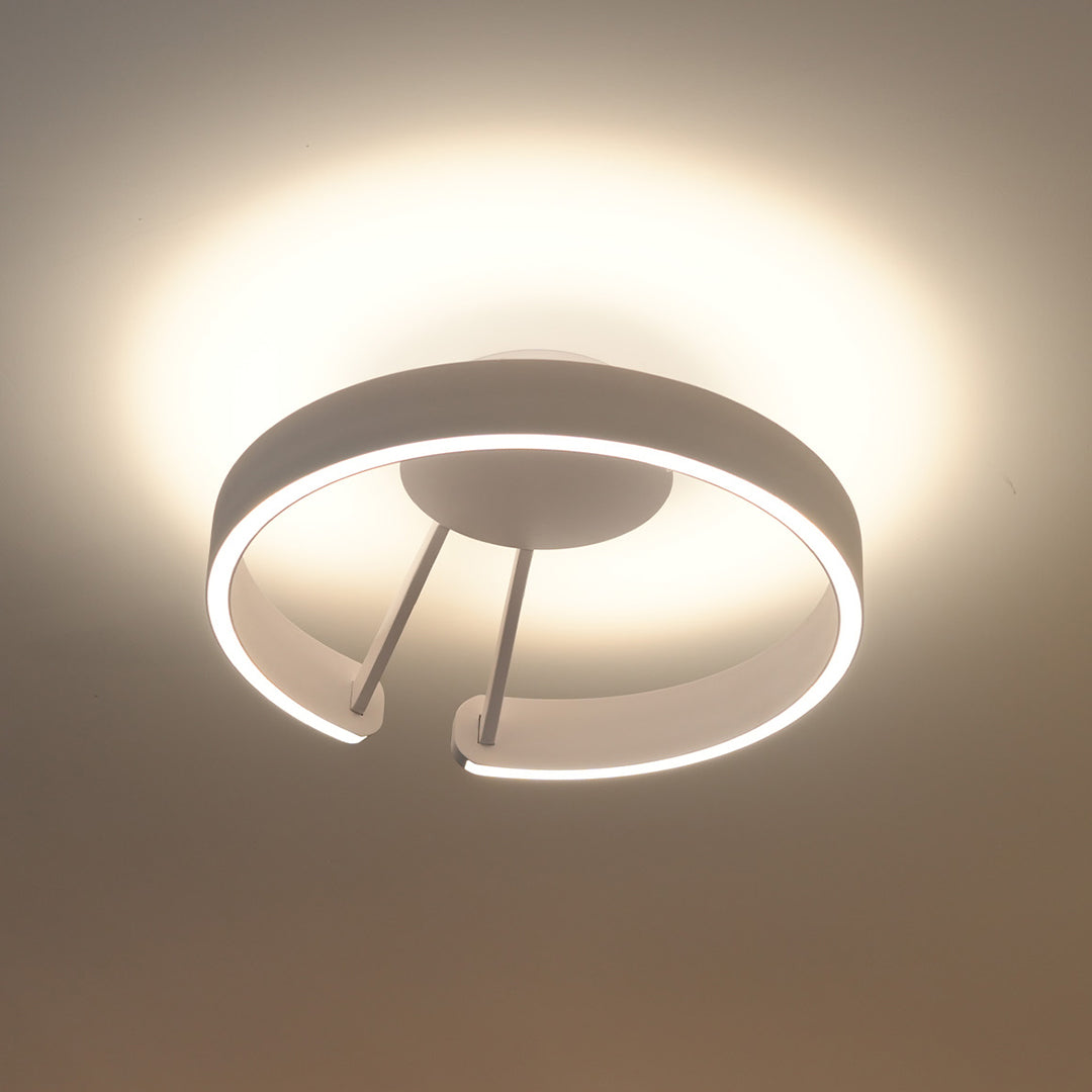 Split Ring Halo LED Flush Mount in Iron and Aluminum with Fixed Warm White in Black, White, or Coffee Brown