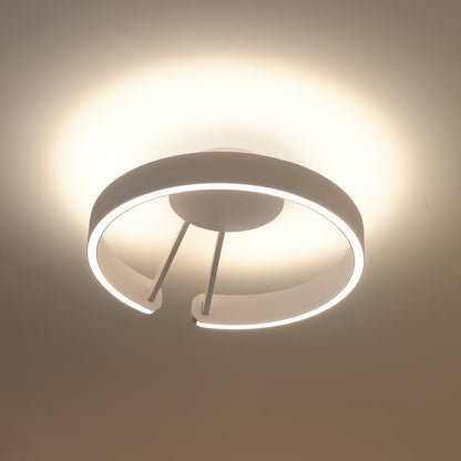 Split Ring Halo LED Flush Mount in Iron and Aluminum with Fixed Warm White in Black, White, or Coffee Brown