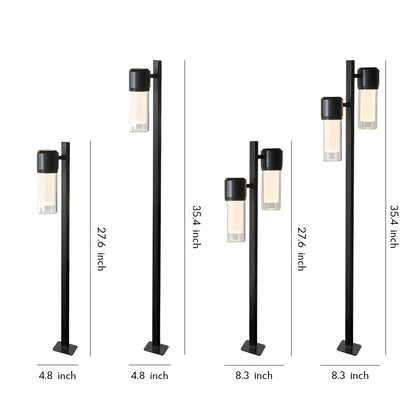 Contemporary Path Light Single Double Head Black Aluminum Glass CRI90 IP65 DC24V 2 Heights