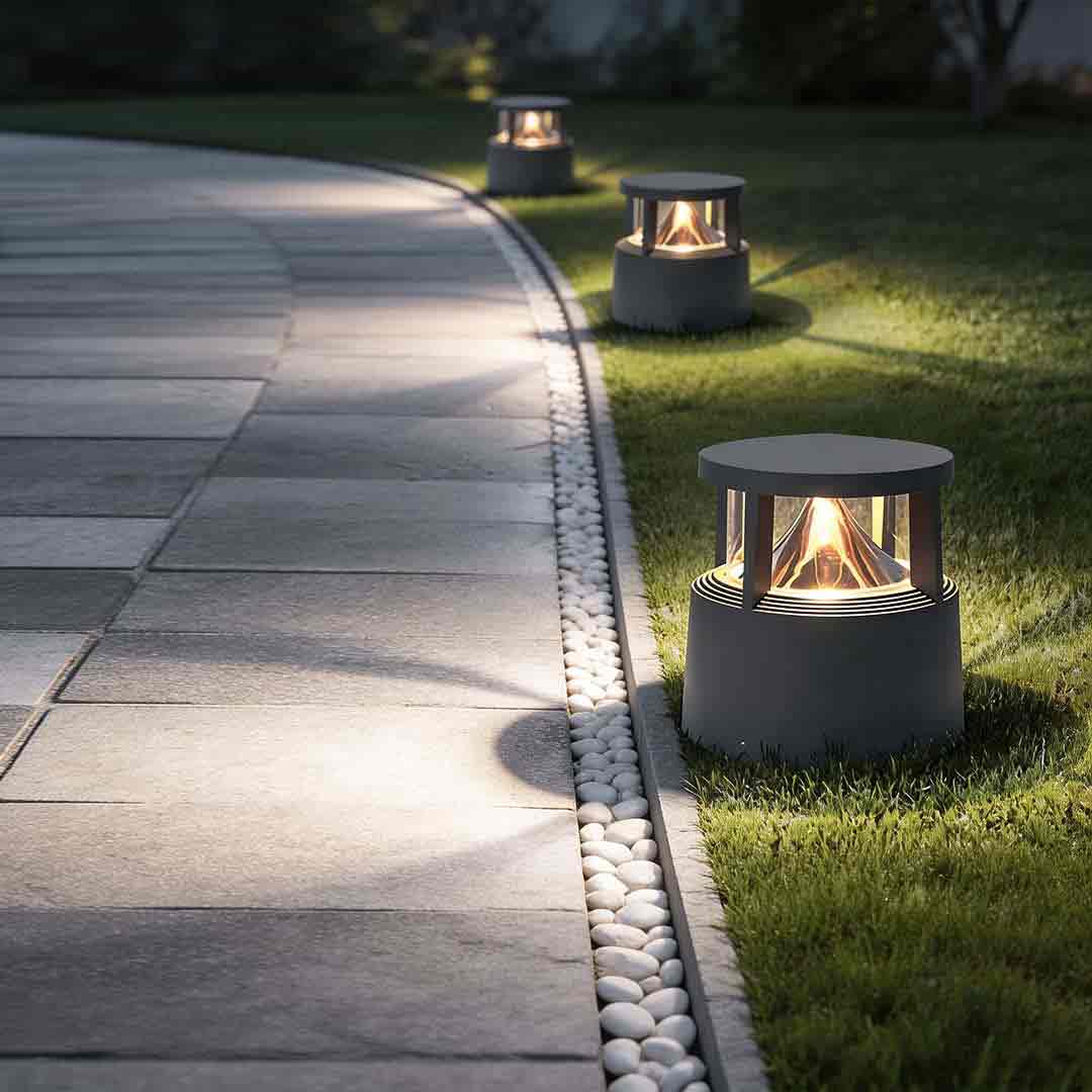 Modern Low-Profile Outdoor COB Bollard Light Volcano COB Die-Cast Aluminum Gray IP54