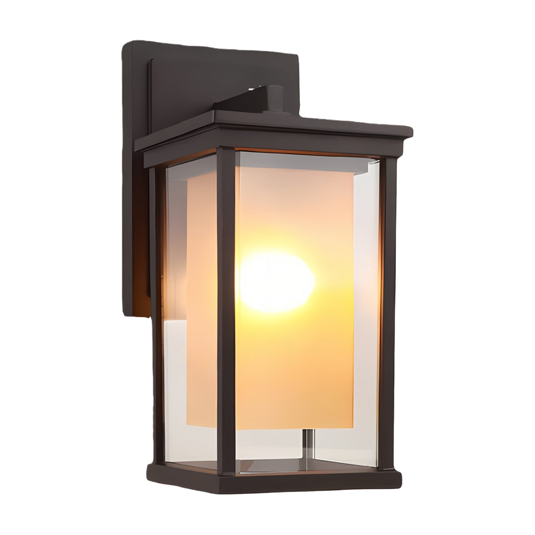 Modern Outdoor Wall Lantern Black Aluminum Dual Glass E27 IP54 European Style 3 Sizes Small Medium Large