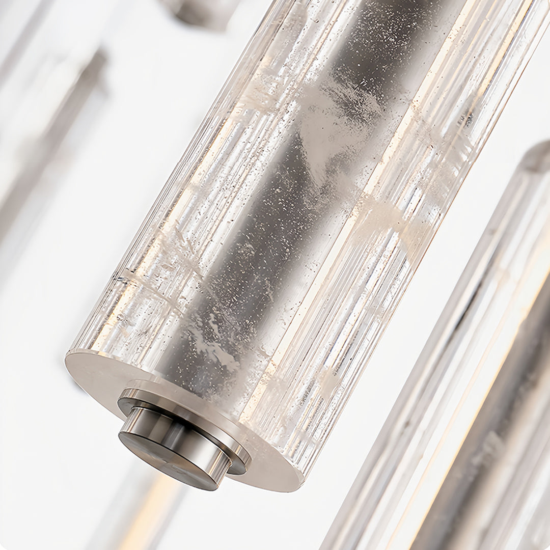 Crystal Ice Column Mini Pendant Chrome Linear LED Warm White 2 Sizes