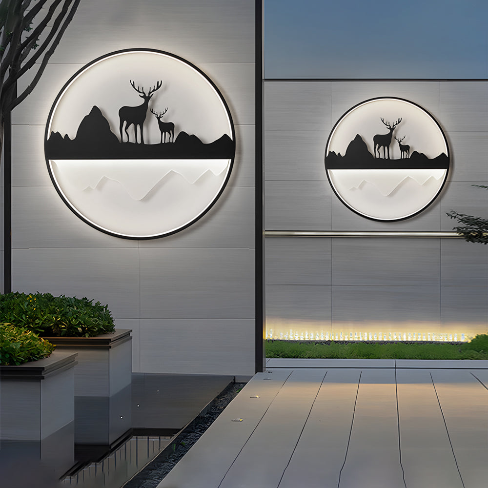 Deer Mountain Landscape Outdoor Wall Sconce LED Dimmable 3CCT 3 Sizes IP55