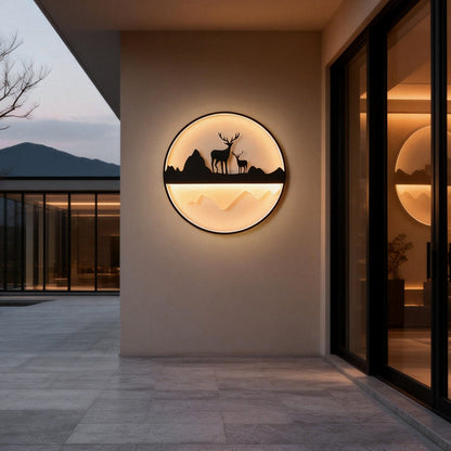 Deer Mountain Landscape Outdoor Wall Sconce LED Dimmable 3CCT 3 Sizes IP55