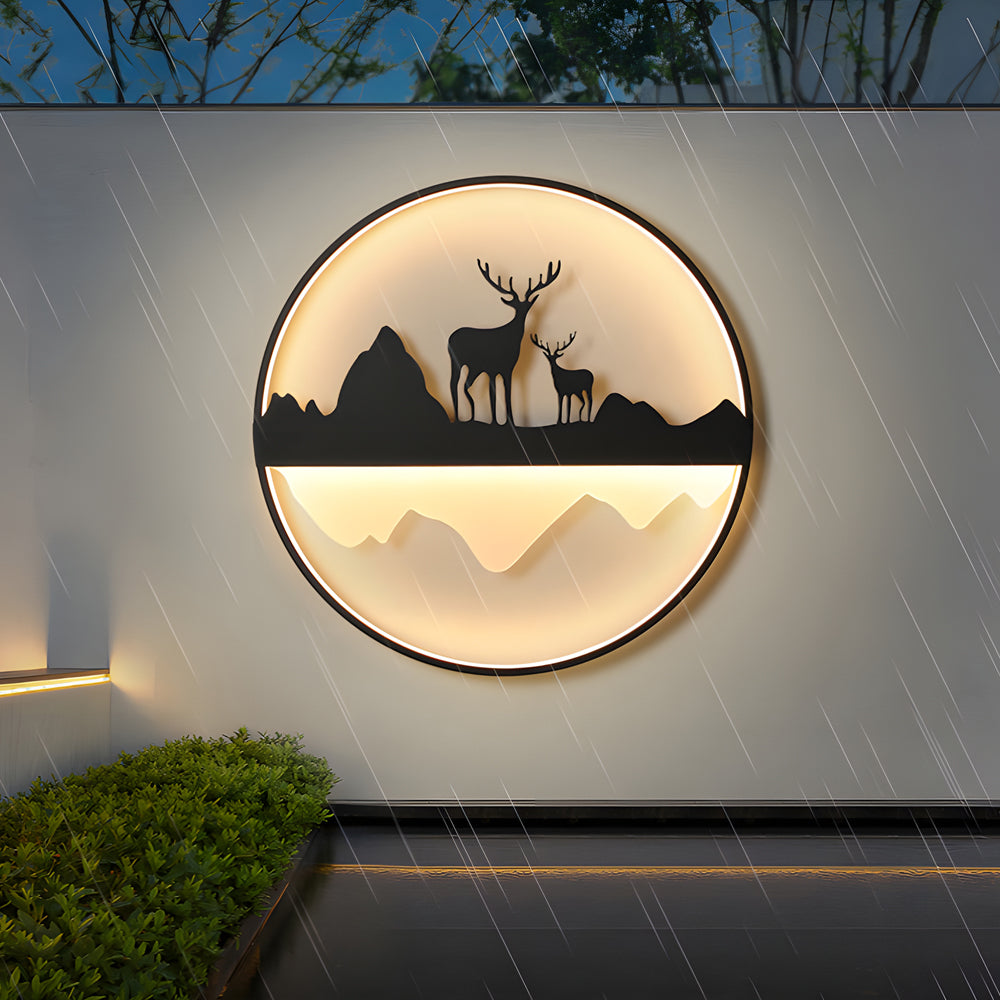 Deer Mountain Landscape Outdoor Wall Sconce LED Dimmable 3CCT 3 Sizes IP55