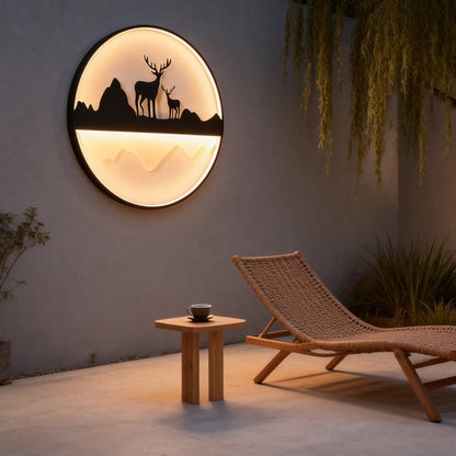 Deer Mountain Landscape Outdoor Wall Sconce LED Dimmable 3CCT 3 Sizes IP55