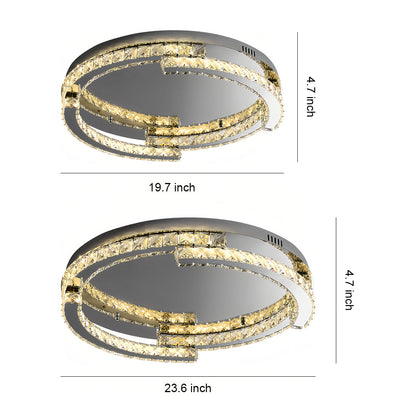 Italian Silver Crystal Flush Mount Round CRI 95 Two Sizes