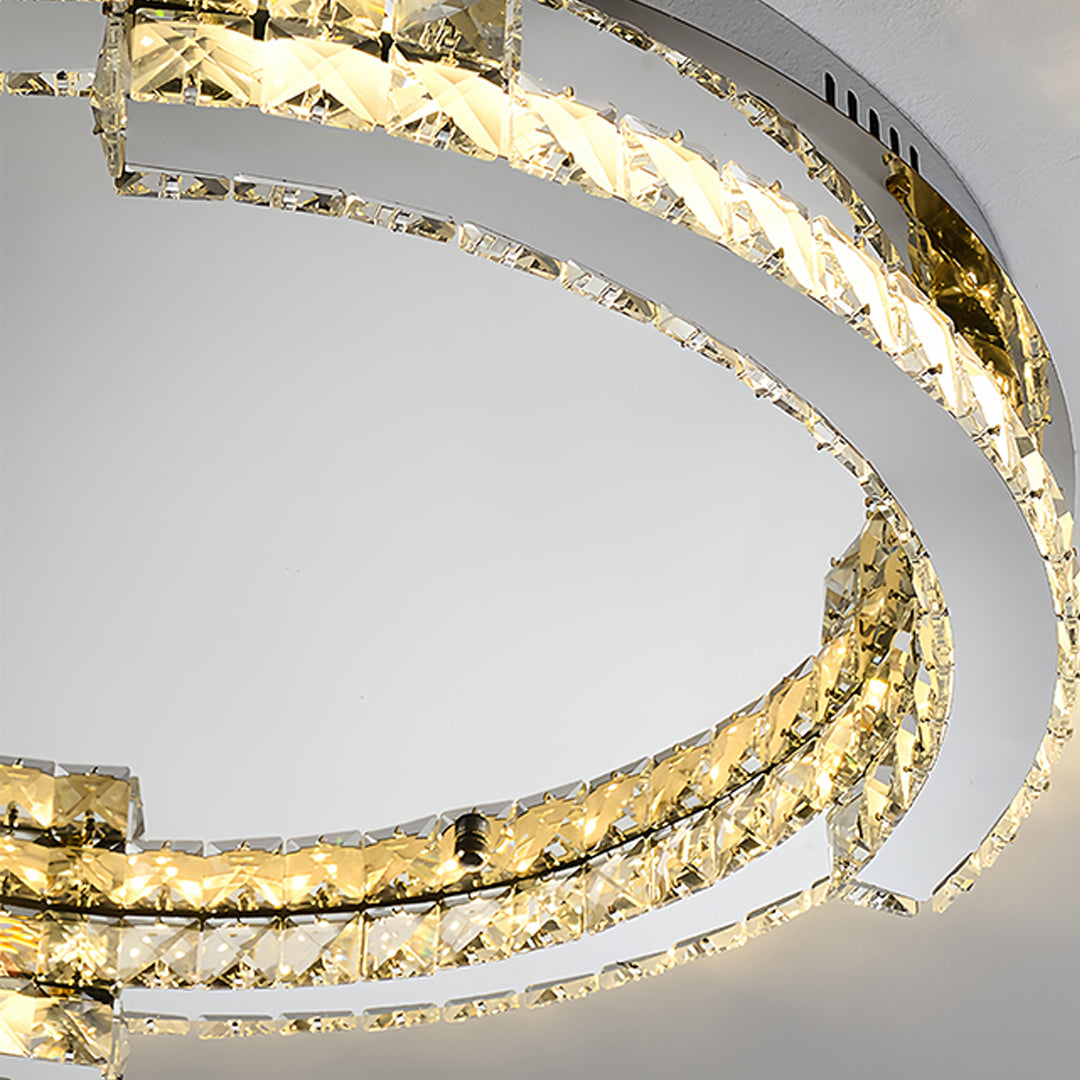 Italian Silver Crystal Flush Mount Round CRI 95 Two Sizes