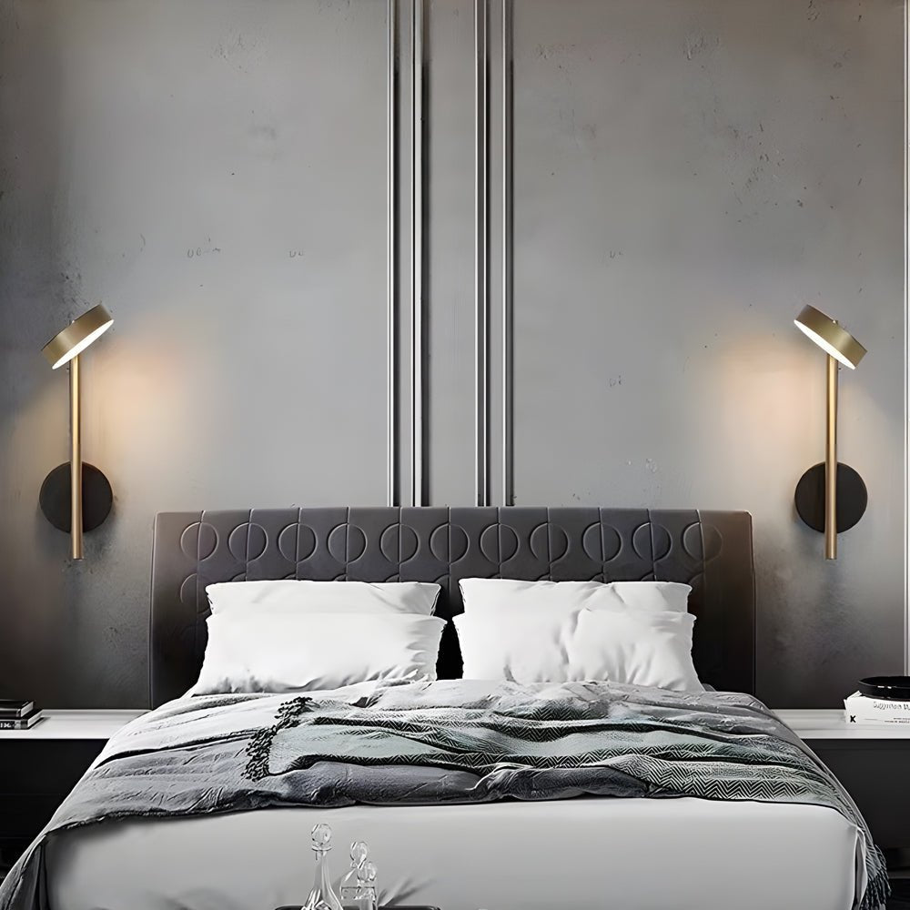 Adjustable Round LED Wall Sconce Aluminum Nordic Minimalist Black Gold Bedroom Hallway