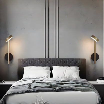 Adjustable Round LED Wall Sconce Aluminum Nordic Minimalist Black Gold Bedroom Hallway