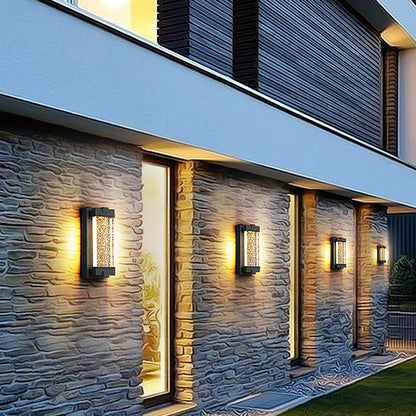 Rectangular Bubble Crystal COB Outdoor Wall Sconce Die-Cast Aluminium Black