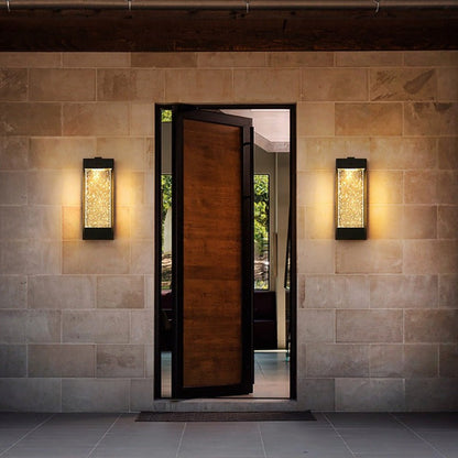 Rectangular Bubble Crystal COB Outdoor Wall Sconce Die-Cast Aluminium Black