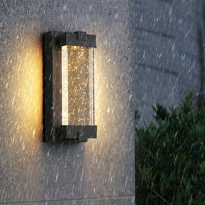 Rectangular Bubble Crystal COB Outdoor Wall Sconce Die-Cast Aluminium Black
