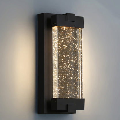Rectangular Bubble Crystal COB Outdoor Wall Sconce Die-Cast Aluminium Black