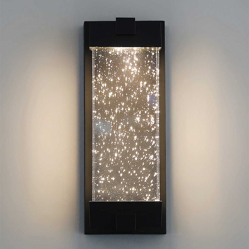 Rectangular Bubble Crystal COB Outdoor Wall Sconce Die-Cast Aluminium Black