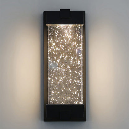 Rectangular Bubble Crystal COB Outdoor Wall Sconce Die-Cast Aluminium Black