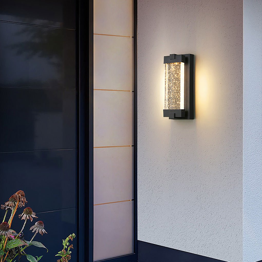 Rectangular Bubble Crystal COB Outdoor Wall Sconce Die-Cast Aluminium Black