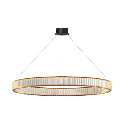 Crystal Ring Chandelier Solid Copper Clear Crystal Rods Integrated LED 3-Step Dimming American Style