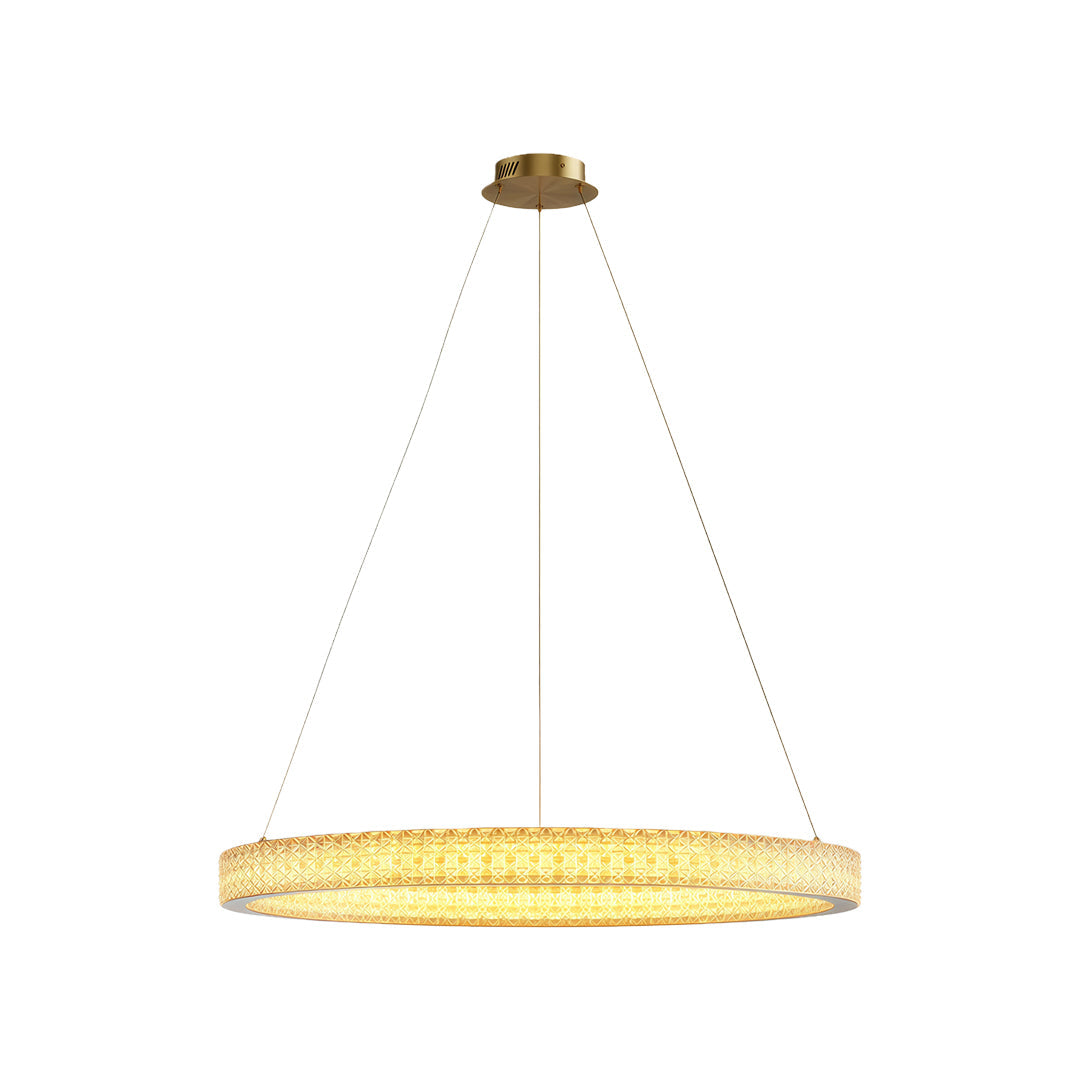 Copper Ring Chandelier White Acrylic Dimmable LED 3000K 6000K Remote 7 Sizes