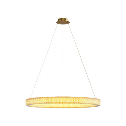 Copper Ring Chandelier White Acrylic Dimmable LED 3000K 6000K Remote 7 Sizes