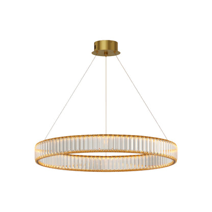 Crystal Ring Chandelier Solid Copper Clear Crystal Rods Integrated LED 3-Step Dimming American Style
