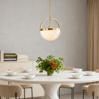 Gold White Pendant Light American Vintage Frosted Glass Globe Gold Copper E26 Dining Room Kitchen Island 13 Inch