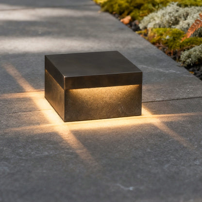 Minimalist Square Stainless Steel Acrylic Outdoor Pillar Light Black IP65 Solar or Hardwired 5 Sizes Courtyard
