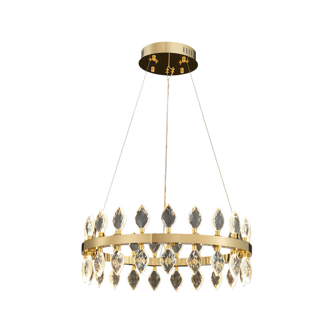 Crystal Chandelier Iron Gold Italian Style G4 Tri-Color Single Double Layer Halo Ring