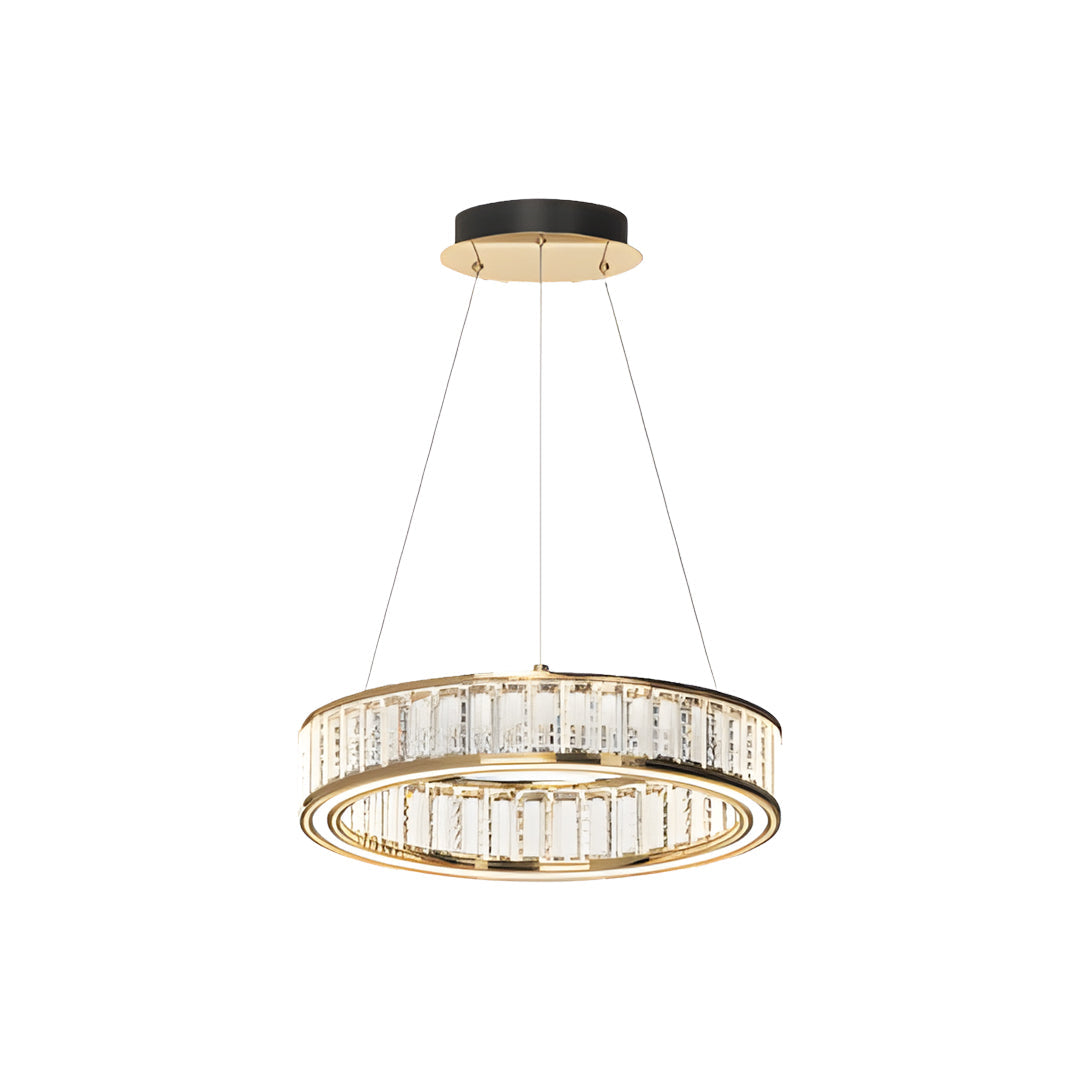 Tiered Crystal Ring Chandelier Gold Aluminium LED 3-Step CCT Bedroom Living Room Hotel