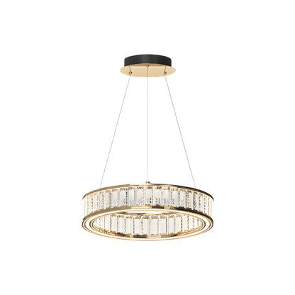Tiered Crystal Ring Chandelier Gold Aluminium LED 3-Step CCT Bedroom Living Room Hotel