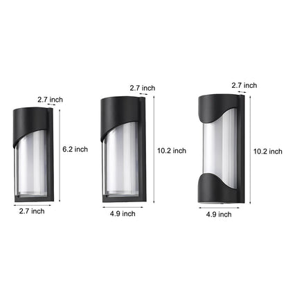 Modern LED Outdoor Wall Sconce Die-Cast Aluminum PC Shade IP55 3000K 2 Styles 2 Sizes Black