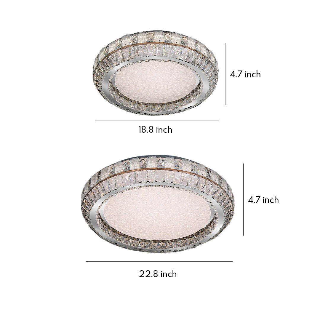 Crystal Halo Ring Flush Mount Chrome Round Two Sizes