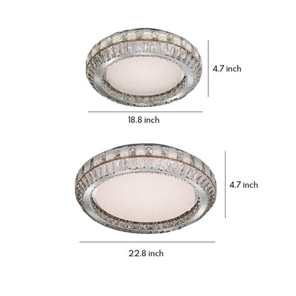 Crystal Halo Ring Flush Mount Chrome Round Two Sizes