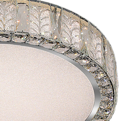 Gold Crystal Leaf Ring Flush Mount Round Two Sizes