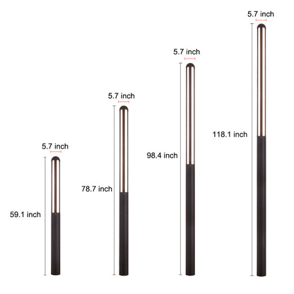 Tall Outdoor LED Bollard Light Slender Cylindrical Aluminum Black IP65 4 Heights