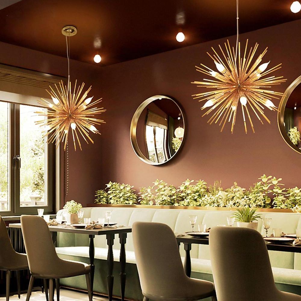 Geometric Starburst Chandelier – Modern Dining Room Statement Fixture