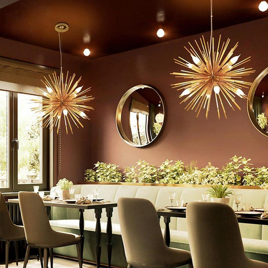 Geometric Starburst Chandelier – Modern Dining Room Statement Fixture
