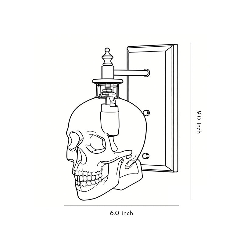Skull Wall Sconce Industrial Glass Black Metal E14 LED Loft Bedroom