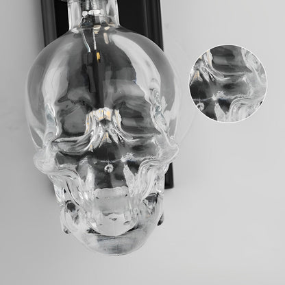 Skull Wall Sconce Industrial Glass Black Metal E14 LED Loft Bedroom