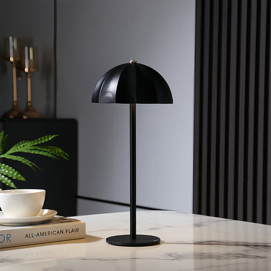 Rechargeable Mushroom Table Lamp Cordless Dimmable Iron Body Acrylic Dome Type-C White Red or Black