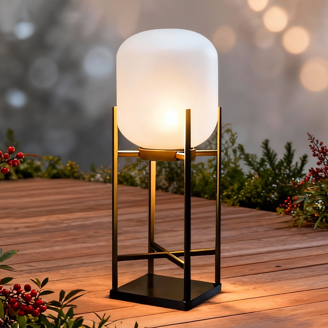 Retro Modern Stainless Steel Lantern LED Outdoor Floor Lamp IP65 Solar/Hardwired E27