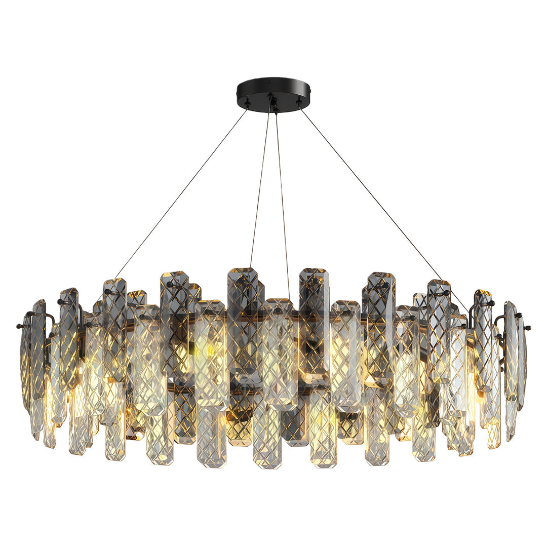 Contemporary Crystal Chandelier Solid Copper Textured Crystal Rods Eye-Protecting E14 French Style