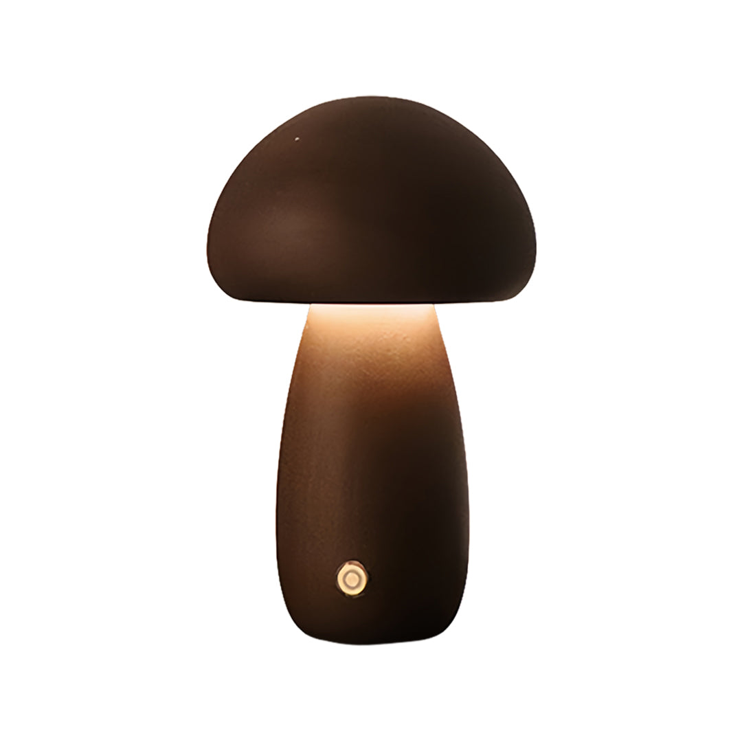 Beech Wood Mushroom LED Night Lamp Touch Dimming Four Shapes Two Finishes