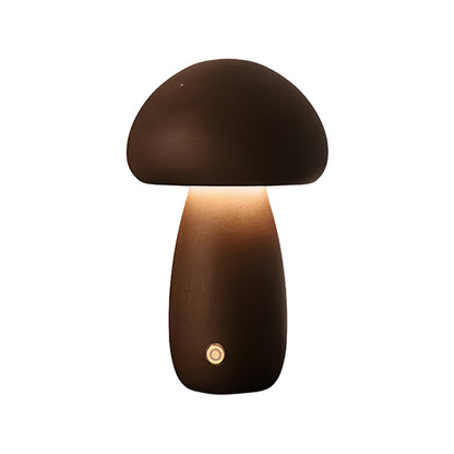 Beech Wood Mushroom LED Night Lamp Touch Dimming Four Shapes Two Finishes