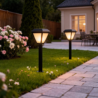 Solar Bollard Path Light LED Outdoor Landscape Stake Garden Pathway Lighting