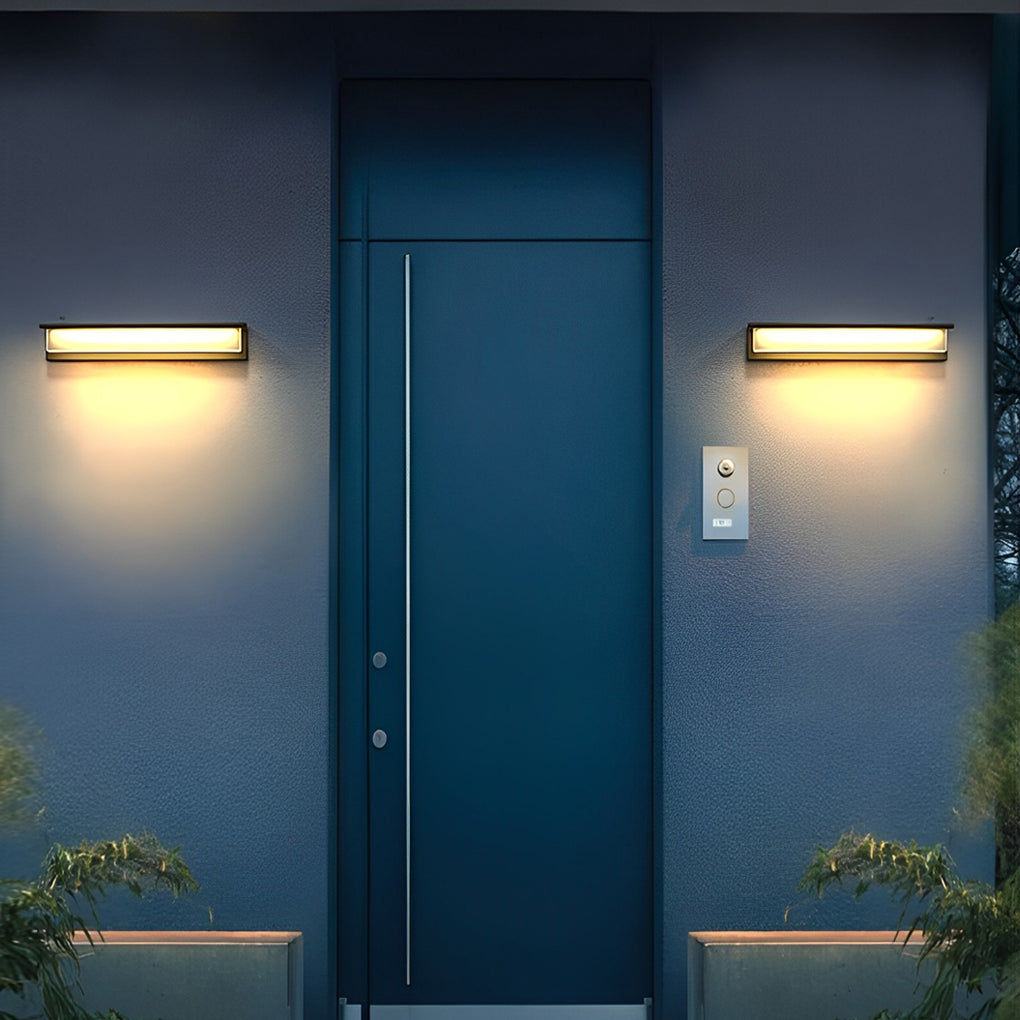 Modern Aluminum PC Outdoor Wall Sconce Black Solar or Hardwired IP54 CRI80 22000mAh 3 Widths Balcony Garden