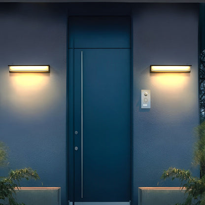 Modern Aluminum PC Outdoor Wall Sconce Black Solar or Hardwired IP54 CRI80 22000mAh 3 Widths Balcony Garden