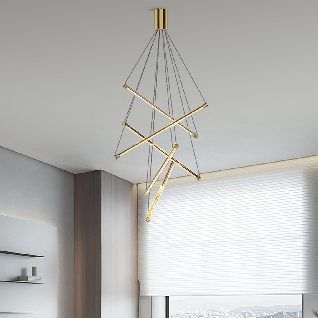 LED Linear Chandelier – Nordic Minimalist Integrated Lighting (3/5/7 Heads)