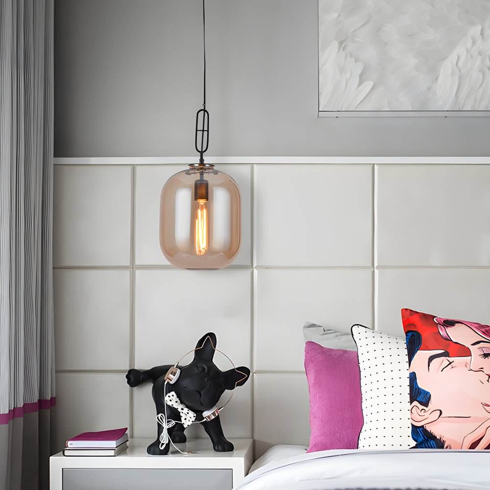 Industrial Glass Can Pendant Light for Bedroom Living Room and Dining Room
