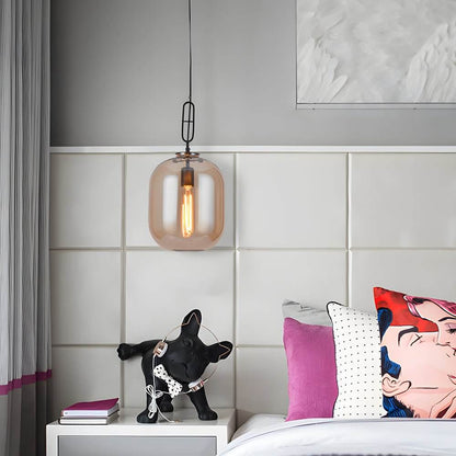 Industrial Glass Can Pendant Light for Bedroom Living Room and Dining Room